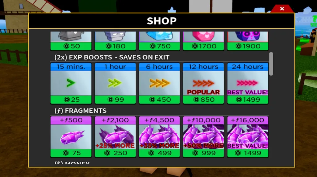 Blox Fruits 2x EXP 24 hour coupon