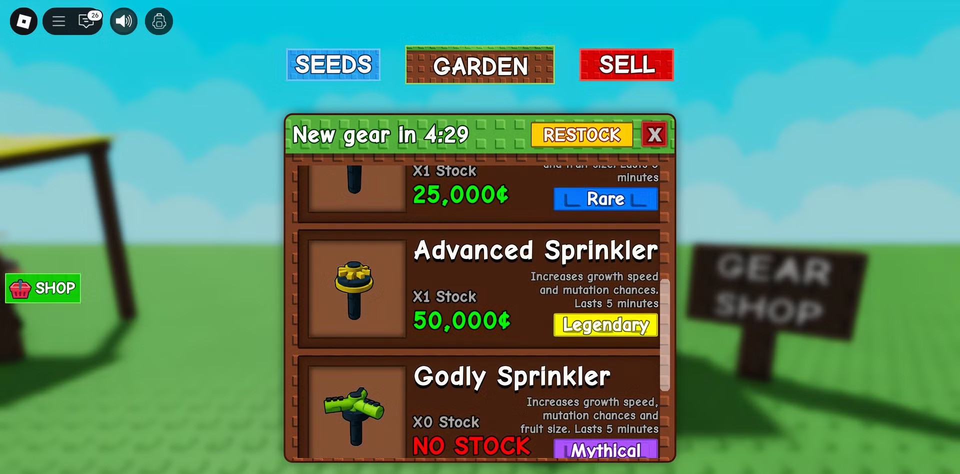 Grow a Garden 10x All Sprinklers coupon